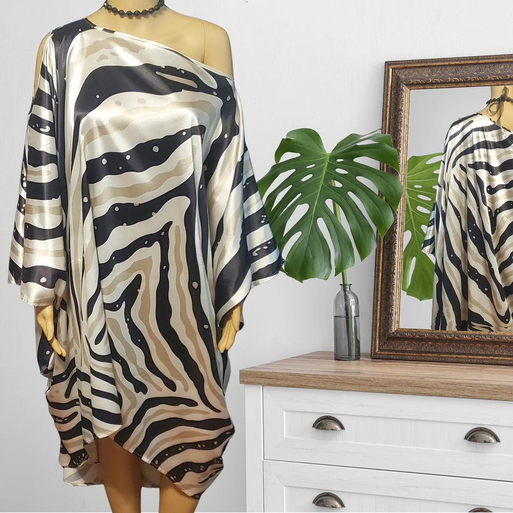 Black Leopard Irregular Boho Dress (One Size)